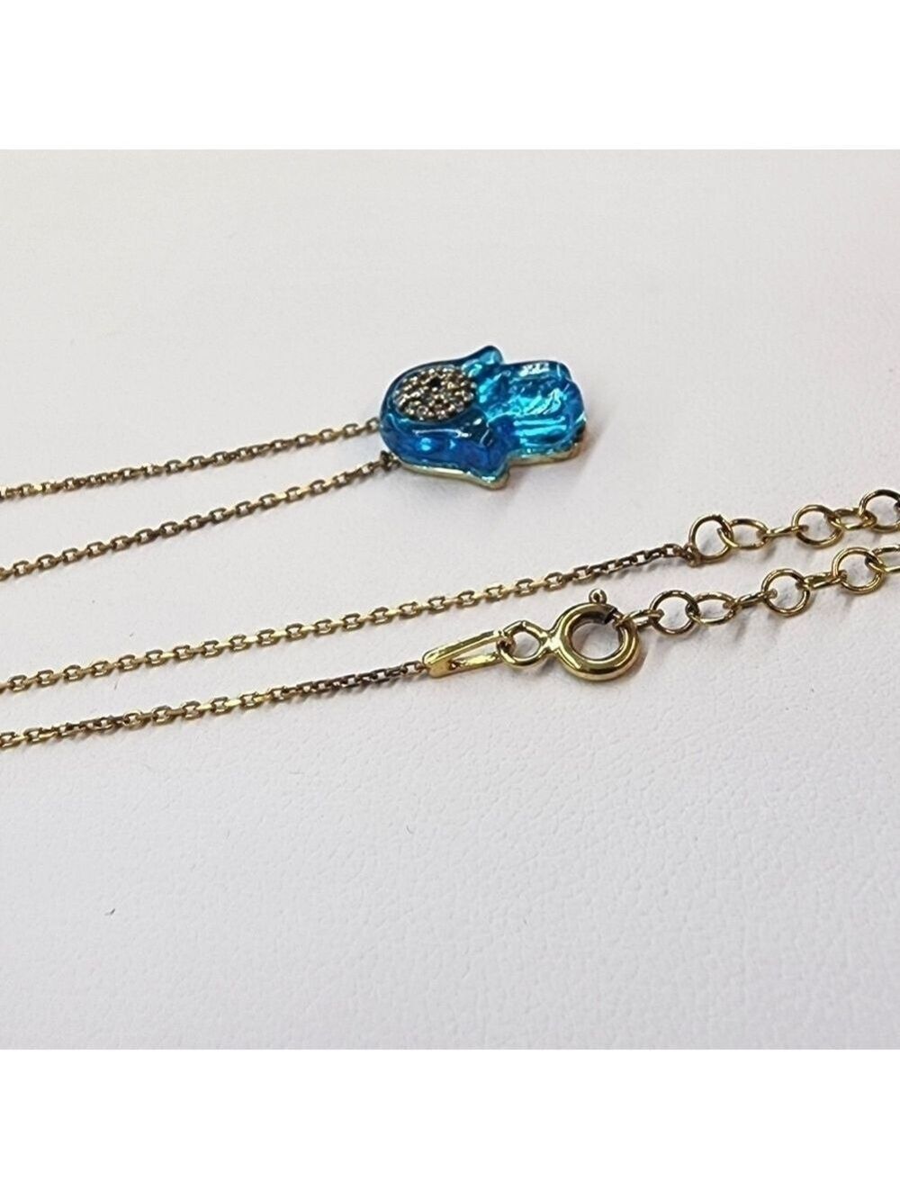 925 Sterling Silver Baby Blue Hamsa Necklace – Protective Charm